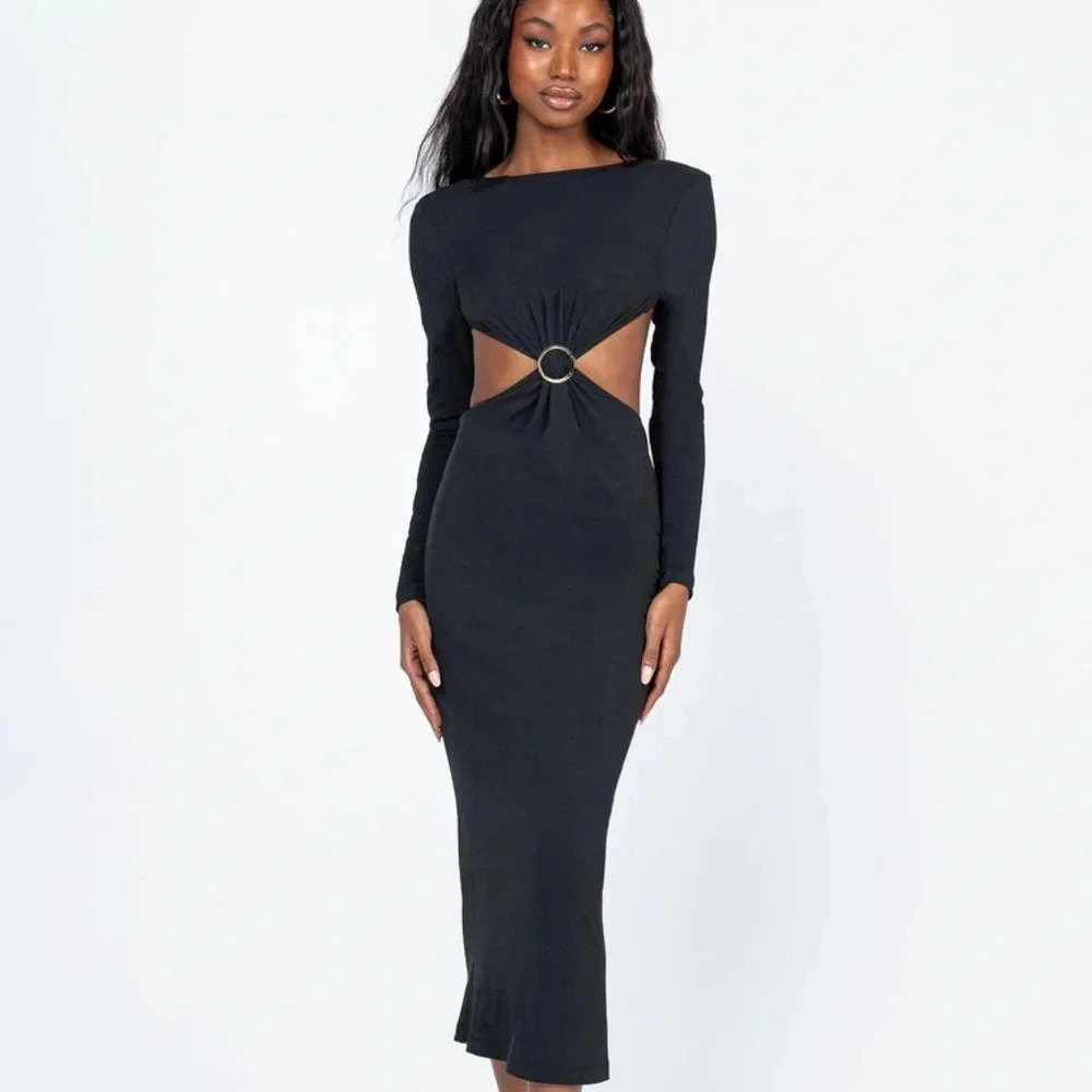 NEW Princess Polly Black Midi Dress* Size 0